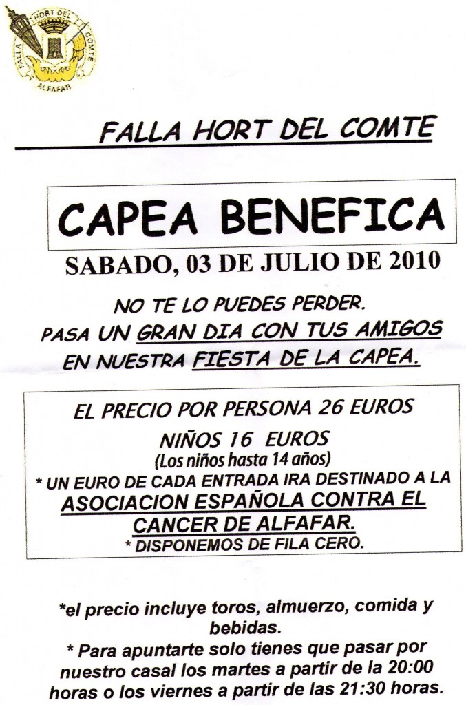 capea benefica hort del comte