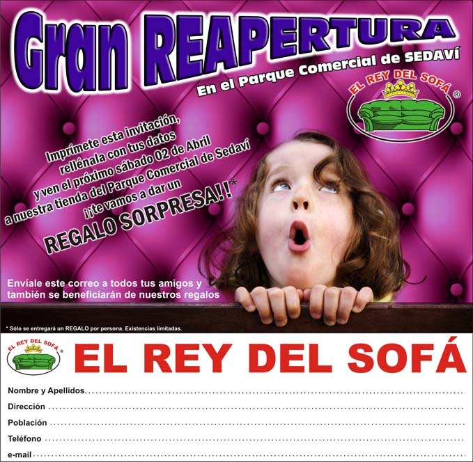 Invitacion Reapertura El Rey del Sofá Invitacion Reapertura El Rey del Sofá