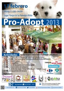 Cartel de la segunda edición del evento Pro-Adopt 2013 en Alfafar